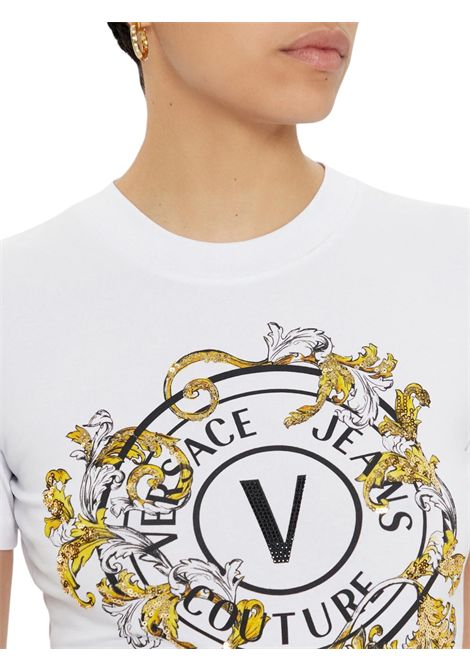 T-shirt con cristalli Outline Barocco VERSACE JEANS COUTURE | T-shirt | 78HAHC01 CJ02CG03